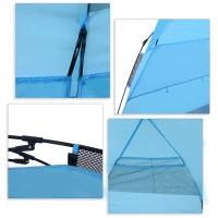 Outsunny Tenda da Spiaggia Pop Up 4 Persone con Corde Picchetti e Borsa per il Trasporto Impermeabile Poliestere 250x140x140cm Azzurro(m-6)