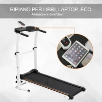 HOMCOM Tapis Roulant Meccanico, Pieghevole e Inclinabile con Schermo LED, Bianco e Nero(m-7)