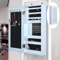 HomCom Armadio Portagioie con Specchiera da Parete in Legno, Bianco, 31x56x8.5cm(m-2)