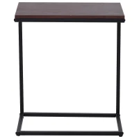 HOMCOM Tavolino Laterale da Divano o Letto Forma a "C" Design Industriale Metallo e MDF Fino 20 kg 56x36x68cm(m-4)