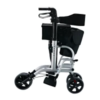HOMCOM Set 2 in 1 Rollator Sedia a rotelle in alluminio trasporto Sedia gehhilfe regolabile in altezza pieghevole(m-7)