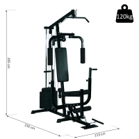 HOMCOM Stazione Multifunzione Professionale per Allenamento Upper & Lower Body, in Acciaio e PVC, Nero, 156x113x205cm(m-3)