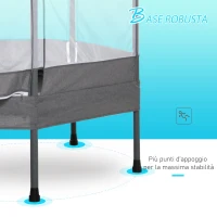 HOMCOM Trampolino Tappeto Elastico per Bambini per Interni ed Esterno, Rete di Sicurezza e Imbracatura(m-6)
