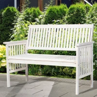 Outsunny Panchina da Giardino 2 Persone a Doghe per Esterno Legno di Acacia 117 x 63 x 90 cm Bianco(m-2)