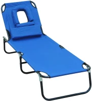 Outsunny Lettino reclinabile con apertura per il viso, blu, 1.9x0.56x0.28m(m-1)