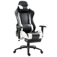 Vinsetto Sedia Gaming con Poggiapiedi Poltrona Ufficio Ergonomica Presidenziale Girevole 68 × 63 × 128-137cm Schienale Reclinabile Nero(m-1)