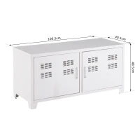HOMCOM Mobile Porta TV Moderno da Soggiorno Salotto Camera in Metallo con 2 Ante Bianco 100.5x40.5x48.5cm(m-3)