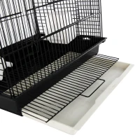 PawHut Voliera Gabbia per Uccelli da Interno Esterno Tetto Apribile con Posatoio 2 Contenitori per Alimenti in Metallo 41.5x29.5x56.5cm(m-9)