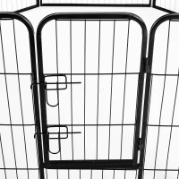 PawHut Recinto Recinzione per Animali Cuccioli, Cani,  8pz, 80x80cm, Nero(m-8)