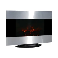 HOMCOM Caminetto Elettrico a Parete o FreeStanding con Fiamma di LED 90 x 9.5 x 56cm(m-4)