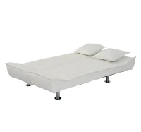 HOMCOM Elegante Divano Letto in Ecopelle con 2 Cuscini 178 x 86 x 80cm Bianco(m-9)