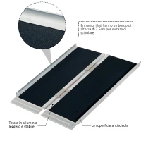 HomCom Rampa per Sedia a Rotelle in Alluminio Ripiegabile, 122x72cm(m-5)