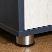 HOMCOM Aparador Estantería Librería de Almacenaje con 3 Compartimentos y Armario de 2 Puertas para Libros Plantas CDs Salón Oficina Dormitorio 80x40x120 cm Azul y Madera(m-8)