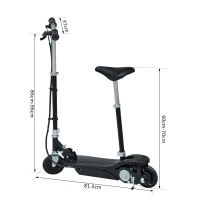 HOMCOM Monopattino Scooter Elettrico per Bambini con Sedile Pieghevole e Velocità Regolabile Max 12KM/H, 81.5 x 37 x 96cm, Nero(m-3)