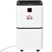 HOMCOM Deumidificatore Ambiente con Display per Ambienti 15-25㎡, Serbatoio 2000ml, Spegnimento automatico, deumidificazione di max. 12 litri/24h，in ABS Bianco(m-4)
