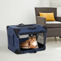 PawHut Trasportino per Cani e Gatti Pieghevole Morbido per Auto 70 × 52 × 52cm Blu(m-2)