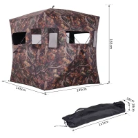 Outsunny Tenda Stealth Camo per Caccia e Fotografia 2 Persone 4 Finestre Ottima Visibilità Tessuto Oxford 145x145x165cm(m-7)