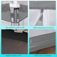 HOMCOM Trampolino Tappeto Elastico per Bambini per Interni ed Esterno, Rete di Sicurezza e Imbracatura(m-7)