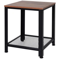 HOMCOM Tavolino da Salotto in Stile Industriale (45cm x 45cm x 55cm), in Legno e Acciaio, per Divano, Camera o Ingresso(m-1)