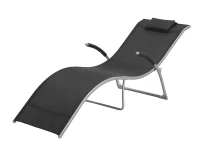 Outsunny Sdraio Chaise Longue Pieghevole da Giardino Acciaio e Textilene 172x62x66cm Nero(m-1)