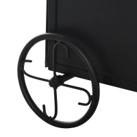 Outsunny Carrello Portalegna in Ferro Nero con 2 Ruote per Interni o Esterni(m-8)