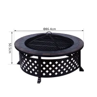 Outsunny Braciere a Carbone per Barbecue Riscaldamento da Giardino con Griglia Coperchio Attizzatoio in Ferro(m-3)