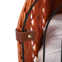 Outsunny Trasportino per Gatti Fino 5Kg in Vimini Naturale Atossico con Cuscino in Velluto Bianco(m-10)