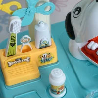 HOMCOM Set Giocattolo Dentista & Veterinario con 43 Accessori Inclusi per Bambini +3 Anni, Azzurro, 50x32x86cm(m-9)