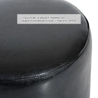 HOMCOM Pouf Poggiapiedi Telaio in Legno Massello Rivestimento in Pelle Sintetica Cuscino Imbottito con Spugna di Elevata Densità Spessa 4,5cm Nero Max:150kg 45x45x50cm(m-7)