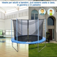 Homcom Trampolino Elastico con Rete di Sicurezza e Pali Imbottiti per Adulti e Bambini Φ366 x 260 cm(m-5)