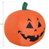 HOMCOM Zucca Gonfiabile Halloween Decorazione Gigante con Luci LED Altezza 1.2m(m-3)