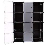 Outsunny - Armadio in plastica Scarpiera Cabina Guardaroba - 145x109x37cm - Nero(m-2)