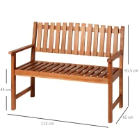 Outsunny Panchina da Giardino panchina giardino legno 2 Persone a Doghe Legno di Acacia 120 x 65 x 91.5 cm Marrone(m-3)