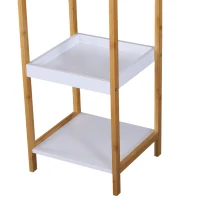 HOMCOM Scaffale Portaoggetti a 5 Ripiani in Bambù per Ingresso, Bagno e Ufficio, 32x30x130 cm, Bianco(m-6)