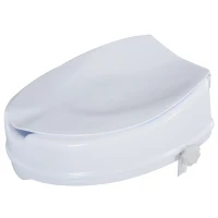 HOMCOM Rialzo per WC Larghi 31-36 cm in PP Bianca con Coperchio e Sedile Alto 10 cm, per Anziani e Disabili Max 130 kg(m-1)