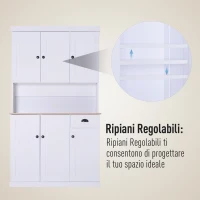 Homcom Armadio Dispensa con Pensili da Cucina Bianco e Rovere 101 x 39 x 180 cm(m-4)