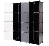 Outsunny - Armadio in plastica Scarpiera Cabina Guardaroba - 145x109x37cm - Nero(m-4)