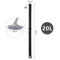 Outsunny Doccia Energia Solare da Giardino Piscina Esterno Serbatoio 20L PVC Ф11 x 218cm Nero(m-3)