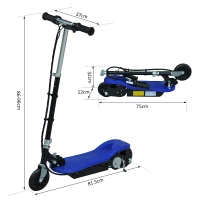 HOMCOM Monopattino Scooter Elettrico per Bambini Pieghevole 120W, Velocità Massima 12km/h, 81.5 x 37 x 96cm, Blu(m-3)