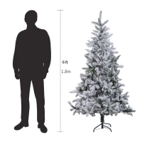 HOMCOM Albero di Natale Artificiale Alto 180 cm Effetto Neve Con 472 Punte per le Decorazioni Natalizie(m-12)