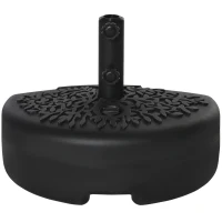Outsunny Base de Parede para Chapéu de Sol Suporte Semicircular para Chapéu de Sol Preenchido com Areia 21kg ou Água 18kg para Jardim Pátio Terraço Exterior 50x31x18cm Preto(m-9)
