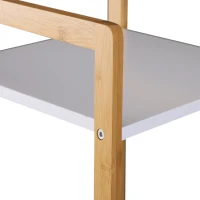 HOMCOM Scaffale Portaoggetti a 5 Ripiani in Bambù per Ingresso, Bagno e Ufficio, 32x30x130 cm, Bianco(m-5)