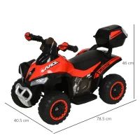 HOMCOM Quad Elettrico per Bambini con Motore 6V, Velocità Massima 5 km/h, Musica e Fanali Funzionanti, Rosso(m-7)
