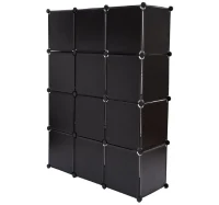 Outsunny - Armadio in plastica Scarpiera Cabina Guardaroba - 145x109x37cm - Nero(m-6)