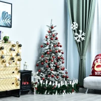 HOMCOM Albero di Natale Artificiale Alto 180 cm Effetto Neve Con 472 Punte per le Decorazioni Natalizie(m-2)