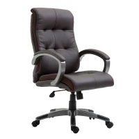 HOMCOM Poltrona Sedia Direzionale da Ufficio Regolabile e Girevole in Similpelle 62 × 78 × 103.5-111cm Marrone(m-1)