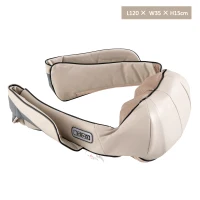 HOMCOM Massaggiatore Elettrico Ergonomico 8 Nodi 2 Direzioni 3 Livelli di Velocità Funzione di Riscaldamento Ecopelle, Maglia Beige, Grigio 120×35×15cm(m-3)