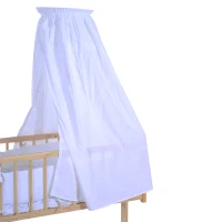 HOMCOM  Culla Lettino a Dondolo per Neonati in Legno Naturale con Zanzariera e Biancheria da Letto(m-6)