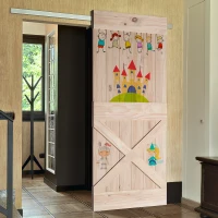 HOMCOM - Porta Scorrevole in Legno in Stile Country, 213 x 96.5 x 3.5cm, Colore: Naturale(m-2)