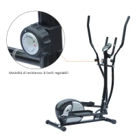 Homcom – Cyclette Ellittica Magnetica Professionale in Acciaio con Display, 111 x 58 x 150cm Nero(m-7)